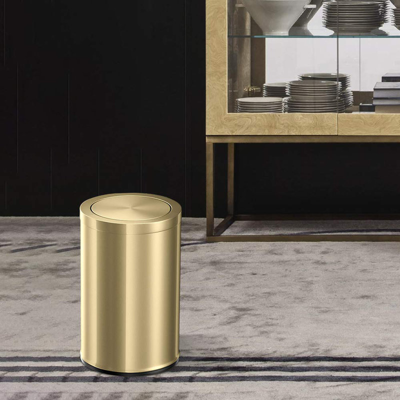 JUMBO Trash Can With Flipping Lid, 9 L/2.8Gallen,Stainless Steel Trash